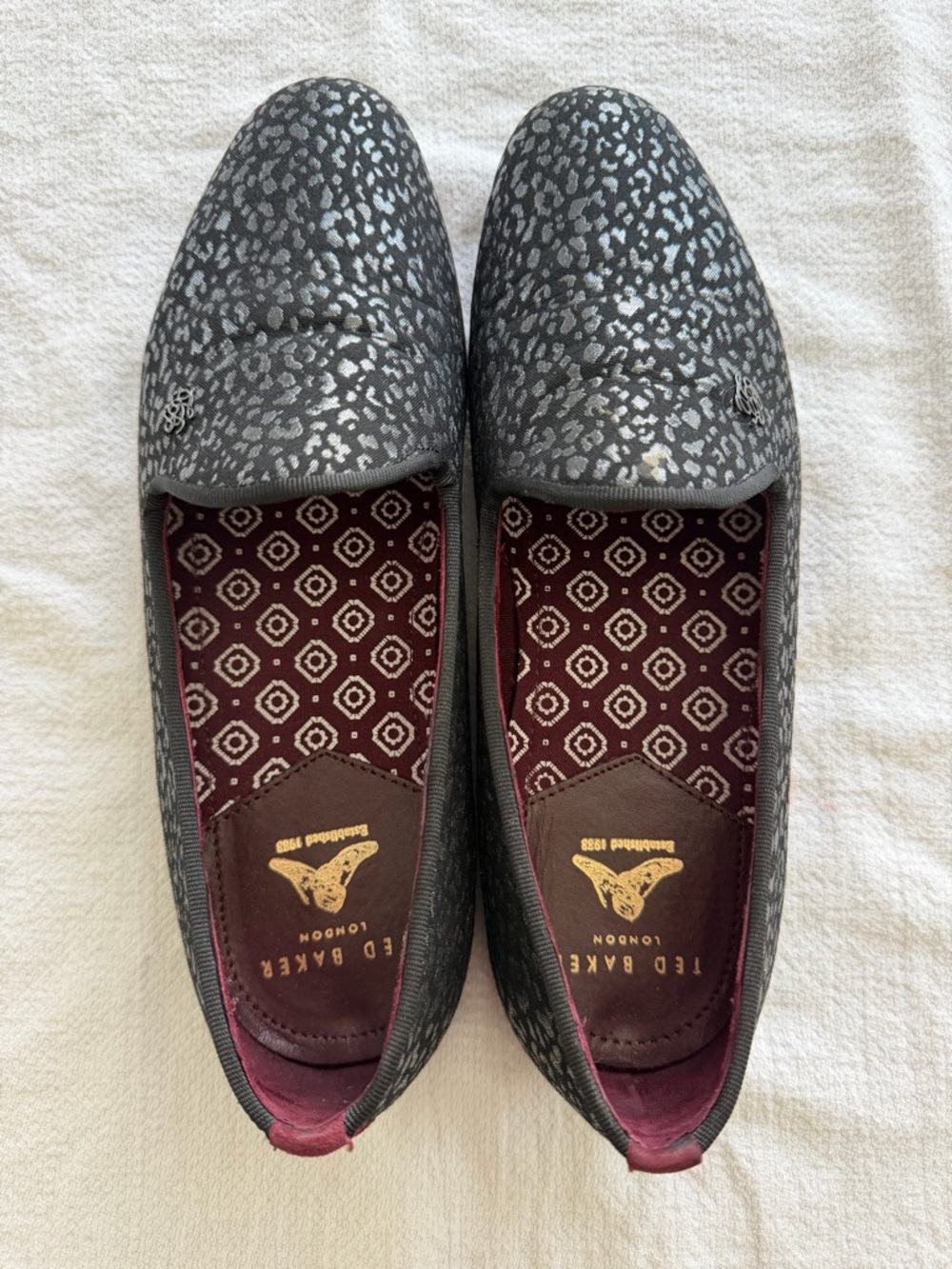 Ted Baker Black and Maroon Patterned Slip-On Loafers - Picture 8 of 8